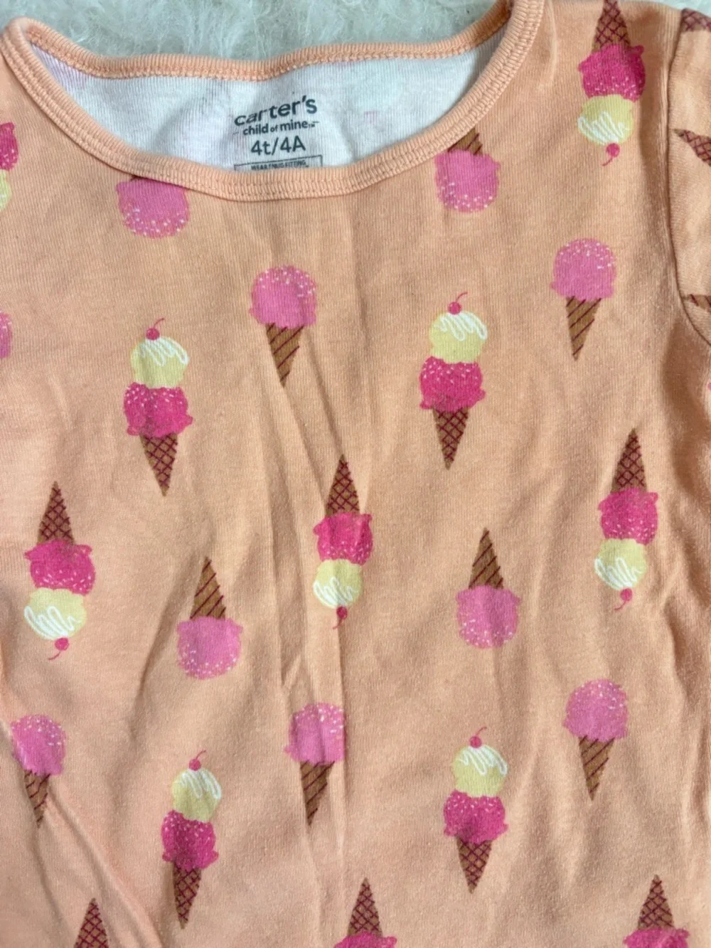 Carter’s Set of 2 Peach Ice Cream & Pink Animal Print Pajama Sets